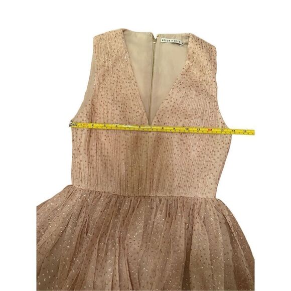 alice + olivia Monica Tulle Party Dress Sz 0 Natural/Gold - Picture 15 of 16
